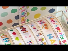 Feliz cumpleaños cinta de algodón impresa