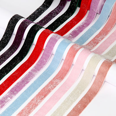 calidad  Shinny Glitter Silver Gold Velvet Ribbon 10mm-38mm Luxury Velvet Ribbon fábrica