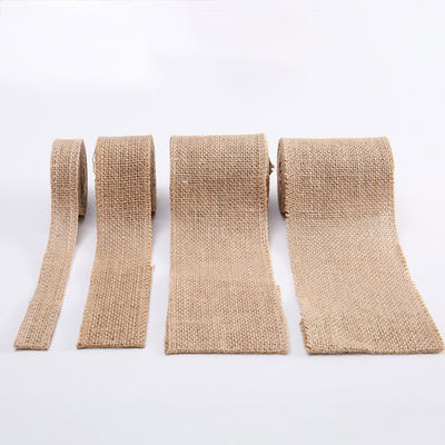Cinturón de jute de 10 yardas con bordes cortados de tejido simple Cinturón de Navidad de jute