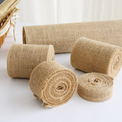 Cinturón de jute de 10 yardas con bordes cortados de tejido simple Cinturón de Navidad de jute