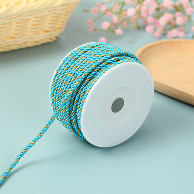 3 hebras 2mm-10mm de poliéster cuerda de nylon hilo de oro mezclado para la pulsera