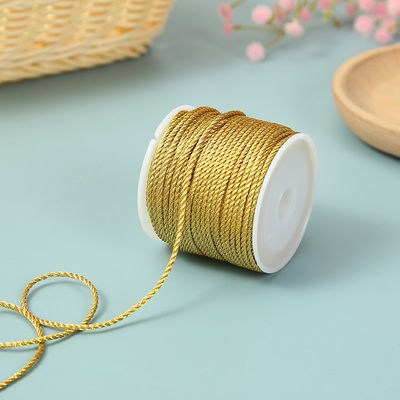 3 hebras 2mm-10mm de poliéster cuerda de nylon hilo de oro mezclado para la pulsera