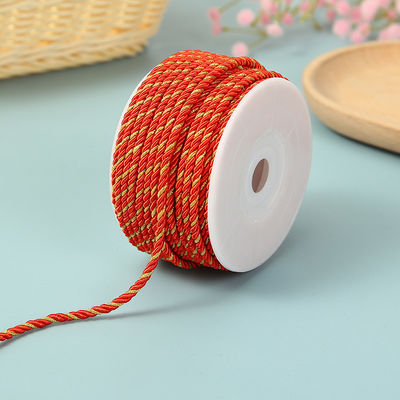 3 hebras 2mm-10mm de poliéster cuerda de nylon hilo de oro mezclado para la pulsera