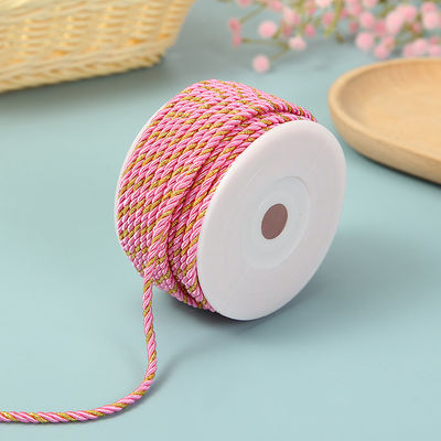3 hebras 2mm-10mm de poliéster cuerda de nylon hilo de oro mezclado para la pulsera