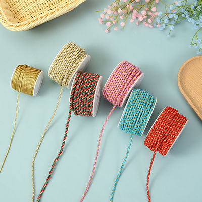 3 hebras 2mm-10mm de poliéster cuerda de nylon hilo de oro mezclado para la pulsera
