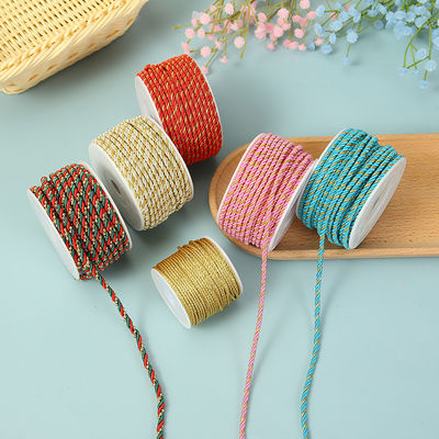3 hebras 2mm-10mm de poliéster cuerda de nylon hilo de oro mezclado para la pulsera