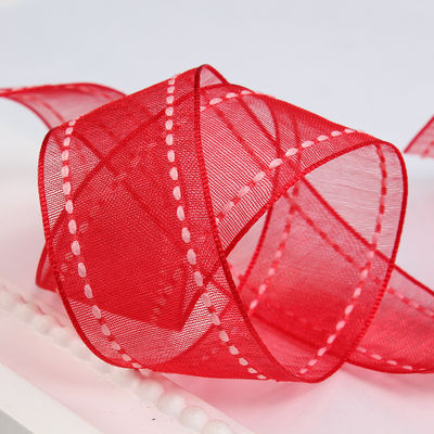 25mm de luz38mm cosido borde de poliéster cinta de órgano para el embalaje de regalo de flores