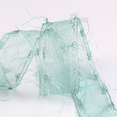25mm-50mm Tassel Edge Polyester Organza Ribbon para Flor Chocolate Embalaje de regalos y decoración de prendas de vestir