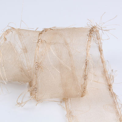 25mm-50mm Tassel Edge Polyester Organza Ribbon para Flor Chocolate Embalaje de regalos y decoración de prendas de vestir
