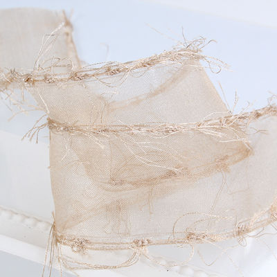 25mm-50mm Tassel Edge Polyester Organza Ribbon para Flor Chocolate Embalaje de regalos y decoración de prendas de vestir
