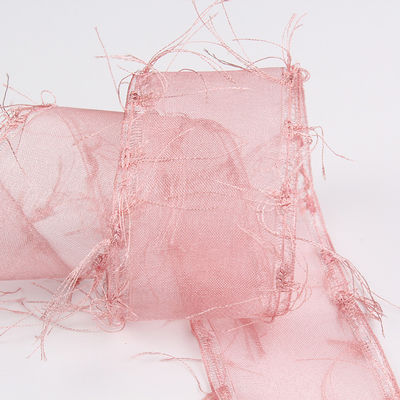 25mm-50mm Tassel Edge Polyester Organza Ribbon para Flor Chocolate Embalaje de regalos y decoración de prendas de vestir