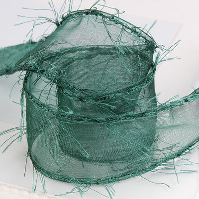 25mm-50mm Tassel Edge Polyester Organza Ribbon para Flor Chocolate Embalaje de regalos y decoración de prendas de vestir