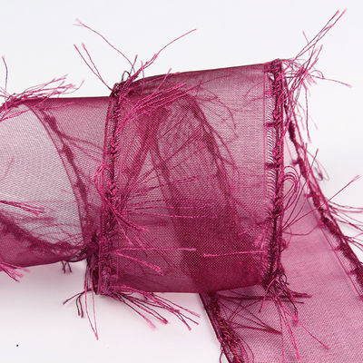25mm-50mm Tassel Edge Polyester Organza Ribbon para Flor Chocolate Embalaje de regalos y decoración de prendas de vestir