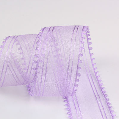 16mm-38mm Rolls Of Organza cinta de doble círculo borde cinta de color rojo transparente