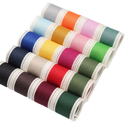 Cinturón de poliéster de borde cosido de 6 mm a 40 mm, rodillos de cinta de poliéster verde rojo