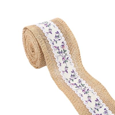 6.5cm Jute Burlap Cinta Plano Satin Tejidos 10 Yards Eco Amigable