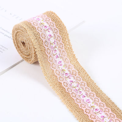 6.5cm Jute Burlap Cinta Plano Satin Tejidos 10 Yards Eco Amigable