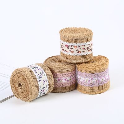 6.5cm Jute Burlap Cinta Plano Satin Tejidos 10 Yards Eco Amigable