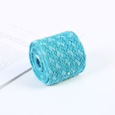 Cinturón de yute tejido trenzado Cinturón de yute azul de colores para el árbol de Navidad