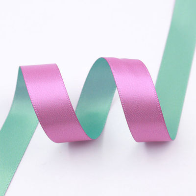 Dos colores cinta de poliéster rollo rosa azul cinta de poliéster satinado de 25 mm