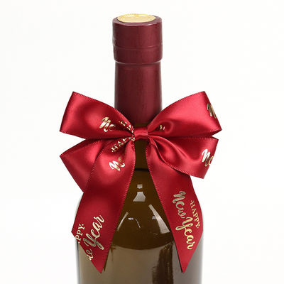 Arcos de cinta de satén elástico marrón embalaje de regalo para botella de vino tinto
