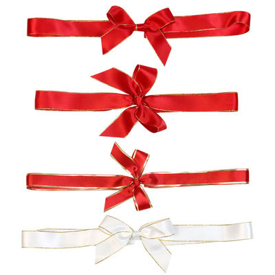Arcos elásticos preligados rojos para cajas Arco de cinta decorativo OEM