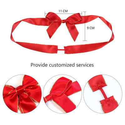 Arcos elásticos preligados rojos para cajas Arco de cinta decorativo OEM
