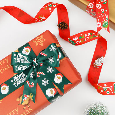 2cm 2,5cm Cintas de Navidad Impresas ISO14001 Cintas personalizadas de Navidad