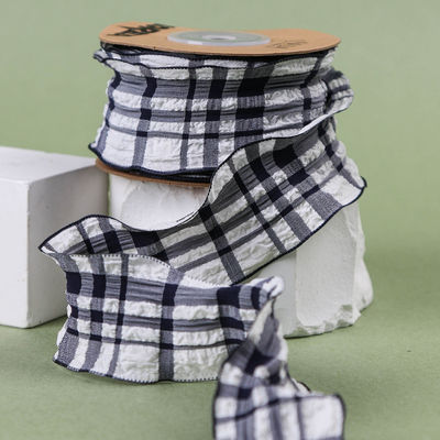 Correa de red azul y blanco cinta Gingham 38mm Polyester rosa cinta de tartán