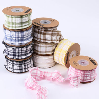 Correa de red azul y blanco cinta Gingham 38mm Polyester rosa cinta de tartán