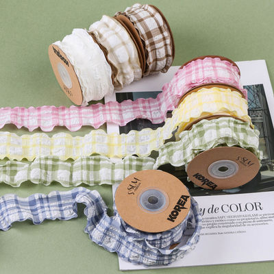 Correa de red azul y blanco cinta Gingham 38mm Polyester rosa cinta de tartán