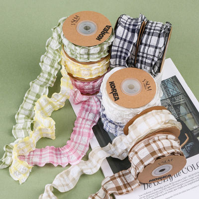 Correa de red azul y blanco cinta Gingham 38mm Polyester rosa cinta de tartán