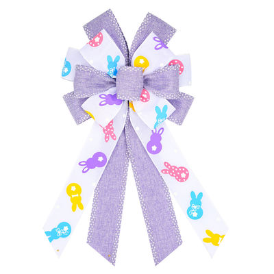 Cute dibujos animados huevo y conejo de Pascua cinta de arco para la decoración del festival