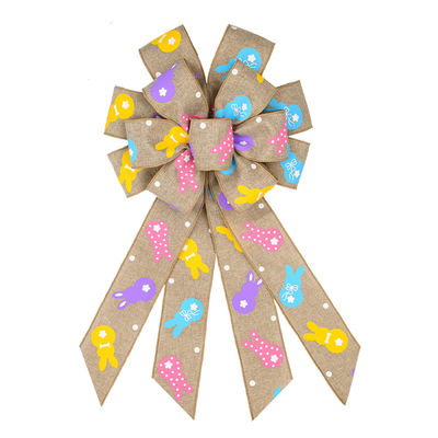 Cute dibujos animados huevo y conejo de Pascua cinta de arco para la decoración del festival