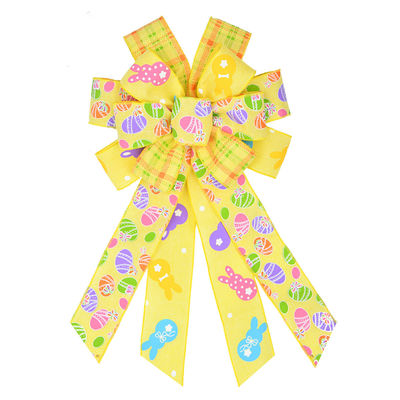 Cute dibujos animados huevo y conejo de Pascua cinta de arco para la decoración del festival