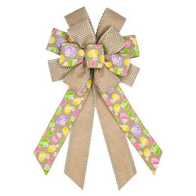 Cute dibujos animados huevo y conejo de Pascua cinta de arco para la decoración del festival