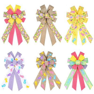 Cute dibujos animados huevo y conejo de Pascua cinta de arco para la decoración del festival