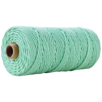 Cuerdas de nylon de 3 hebras de color verde 3 mm de macrame trenzado de algodón