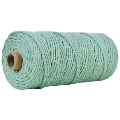 Cuerdas de nylon de 3 hebras de color verde 3 mm de macrame trenzado de algodón