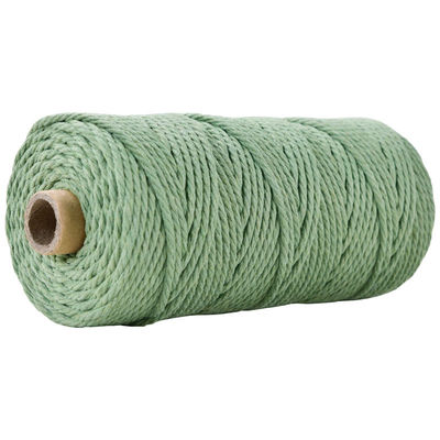 Cuerdas de nylon de 3 hebras de color verde 3 mm de macrame trenzado de algodón