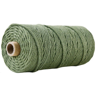 Cuerdas de nylon de 3 hebras de color verde 3 mm de macrame trenzado de algodón
