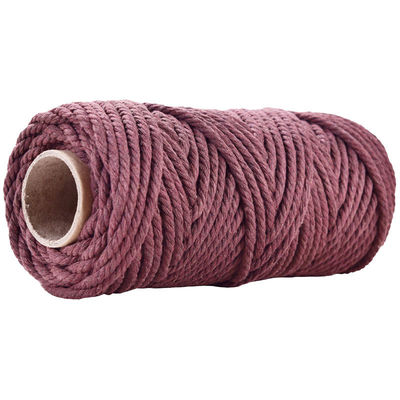 50m Cordón de macramé rosa polvoriento 5mm ISO9001 cuerda de algodón rosa 3 hebras