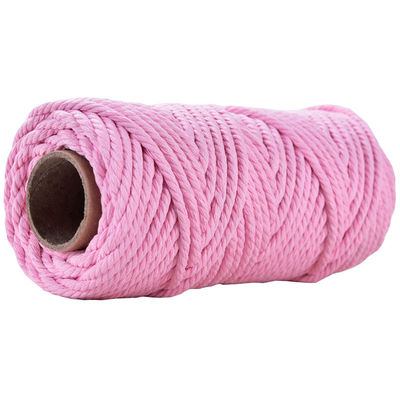 50m Cordón de macramé rosa polvoriento 5mm ISO9001 cuerda de algodón rosa 3 hebras