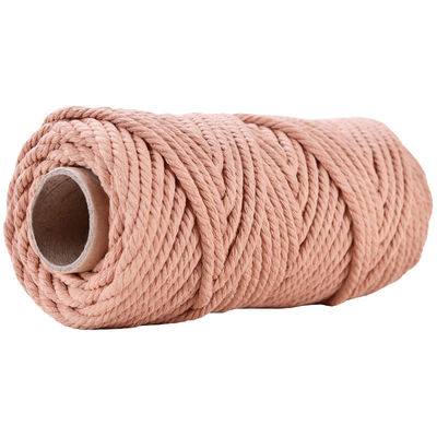 50m Cordón de macramé rosa polvoriento 5mm ISO9001 cuerda de algodón rosa 3 hebras
