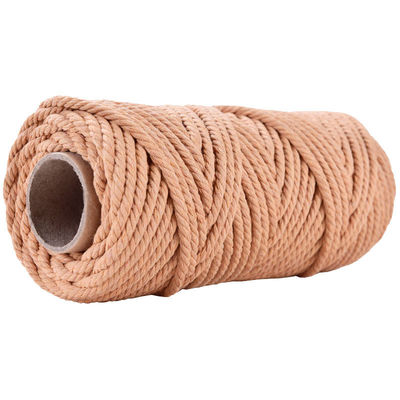 50m Cordón de macramé rosa polvoriento 5mm ISO9001 cuerda de algodón rosa 3 hebras