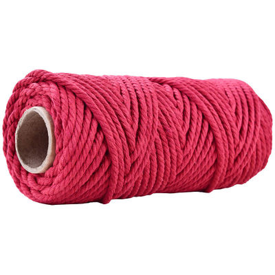 50m Cordón de macramé rosa polvoriento 5mm ISO9001 cuerda de algodón rosa 3 hebras