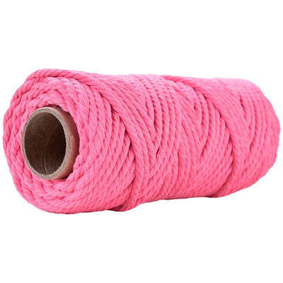 50m Cordón de macramé rosa polvoriento 5mm ISO9001 cuerda de algodón rosa 3 hebras