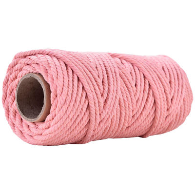 50m Cordón de macramé rosa polvoriento 5mm ISO9001 cuerda de algodón rosa 3 hebras