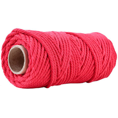 50m Cordón de macramé rosa polvoriento 5mm ISO9001 cuerda de algodón rosa 3 hebras