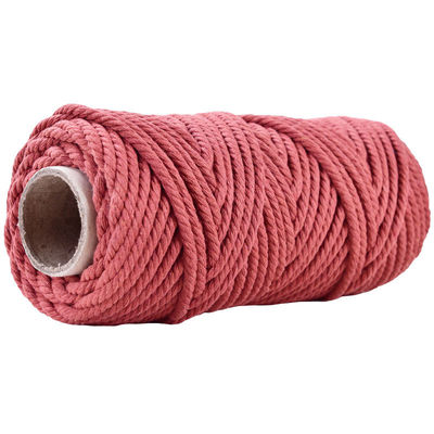 50m Cordón de macramé rosa polvoriento 5mm ISO9001 cuerda de algodón rosa 3 hebras